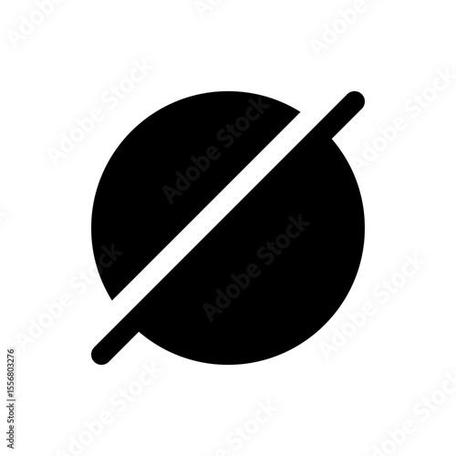 Black circle with a diagonal line through it indicating a restriction or prohibition symbol illustration