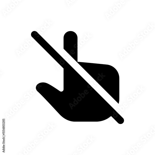 Black hand with index finger extended and a white diagonal line indicating prohibition for touch gesture