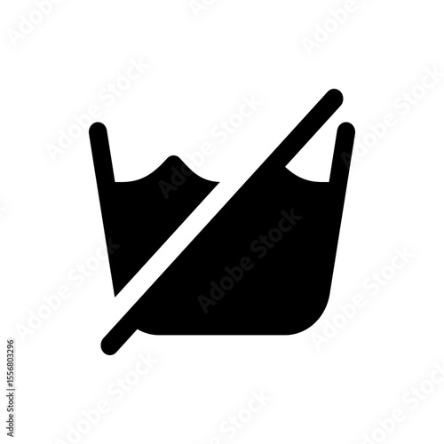 Black and white illustration of a do not wash symbol with a tub and a line through it for laundry care