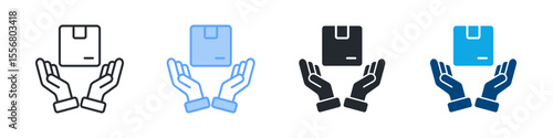 Handling Icon Set Multiple Style. Designed In Outline, Blue, Glyph, Dual Tone