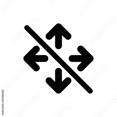 Black arrows pointing in four directions crossed by a diagonal line indicating restriction or cancellation sign