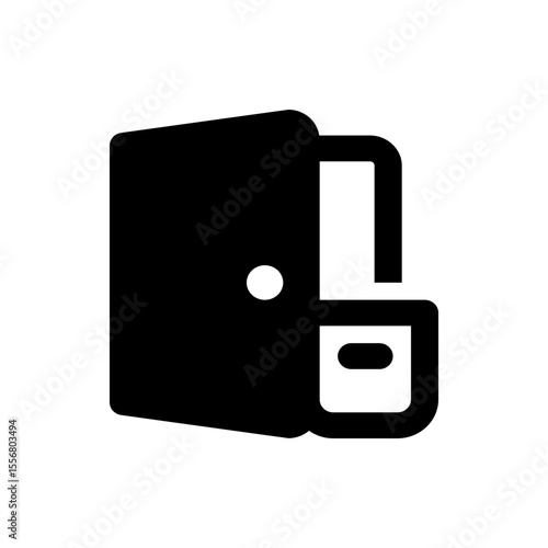 Illustration of a slightly open black door with a white knob and a white door frame on the right side