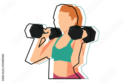 A woman is exercising using dumbbells illustration design