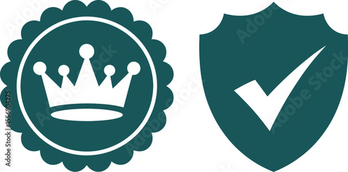 zinc check mark seal and King sign vector design element for graphic design and web design projects vector illustration