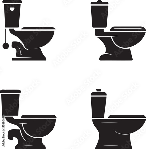 High commode silhouette set vector illustration isolated On Transparent Background