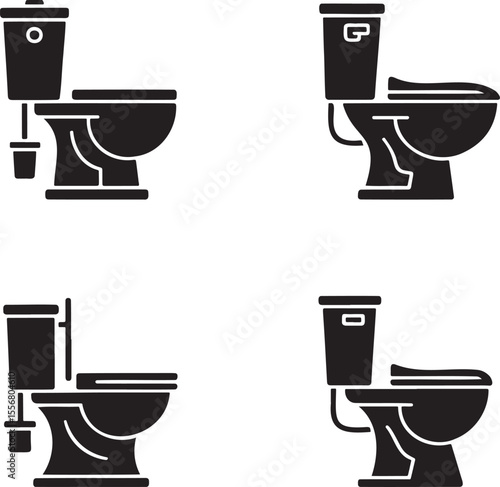 High commode silhouette set vector illustration isolated On Transparent Background