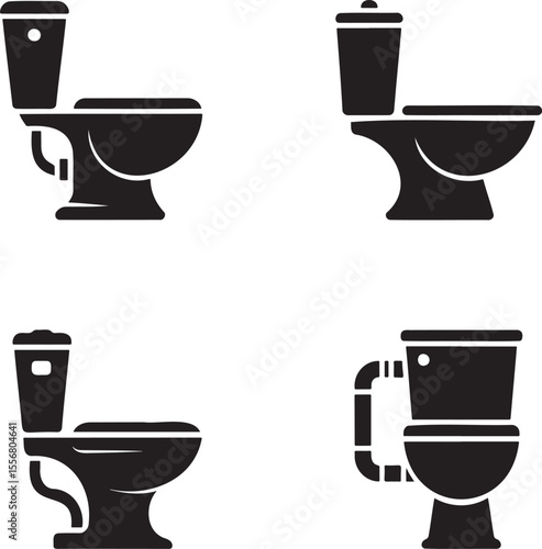 High commode silhouette set vector illustration isolated On Transparent Background