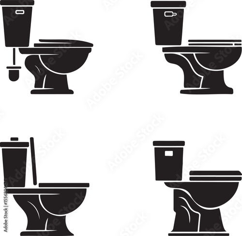 High commode silhouette set vector illustration isolated On Transparent Background