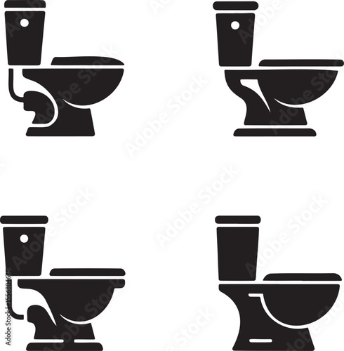 High commode silhouette set vector illustration isolated On Transparent Background