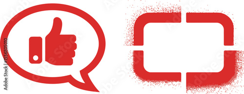 Red social media like icon and share square icon for content sharing and engagement on platforms vector illustration