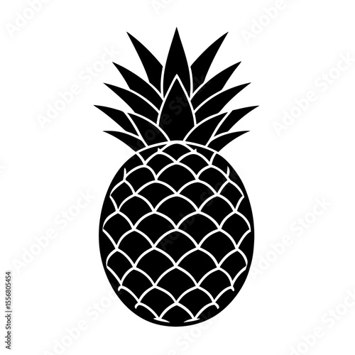 pineapple on black Silhouette with a transparent background