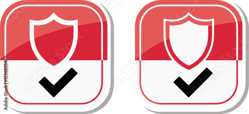Security shield check mark vector icon for protection approved and verified safety emblem design concept vector illustration