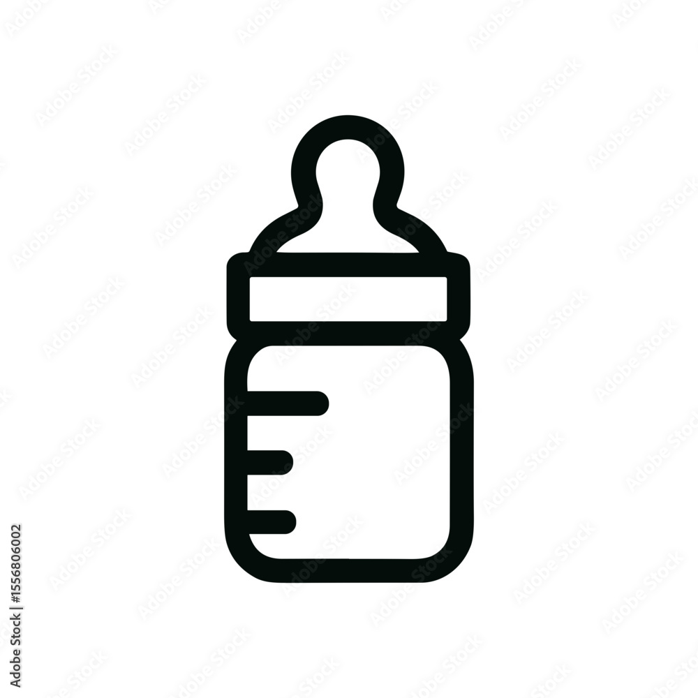 Simple Line Art Baby Bottle with Measurement Marks Icon Element Simple Line Art Baby Bottle with Measurement Marks Icon Element