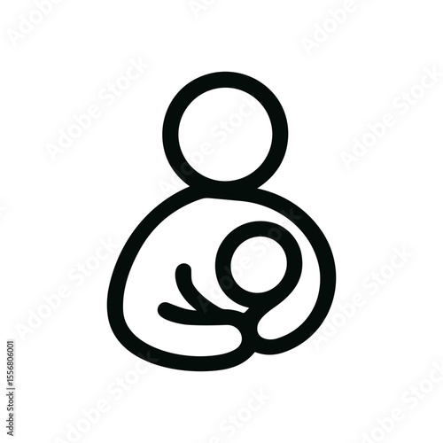 Minimalist Line Drawing Mother Holding Baby Illustration Symbol Icon