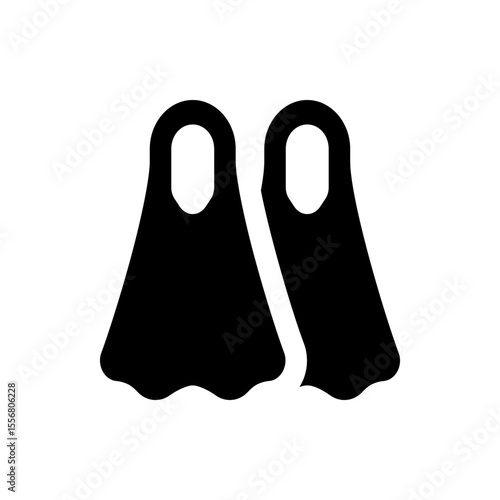 Two black flippers side by side in a simple graphic design against a white background in a flat style