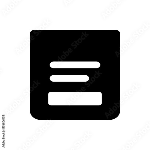 A black square containing three horizontal lines with the bottom line being slightly thicker than the others