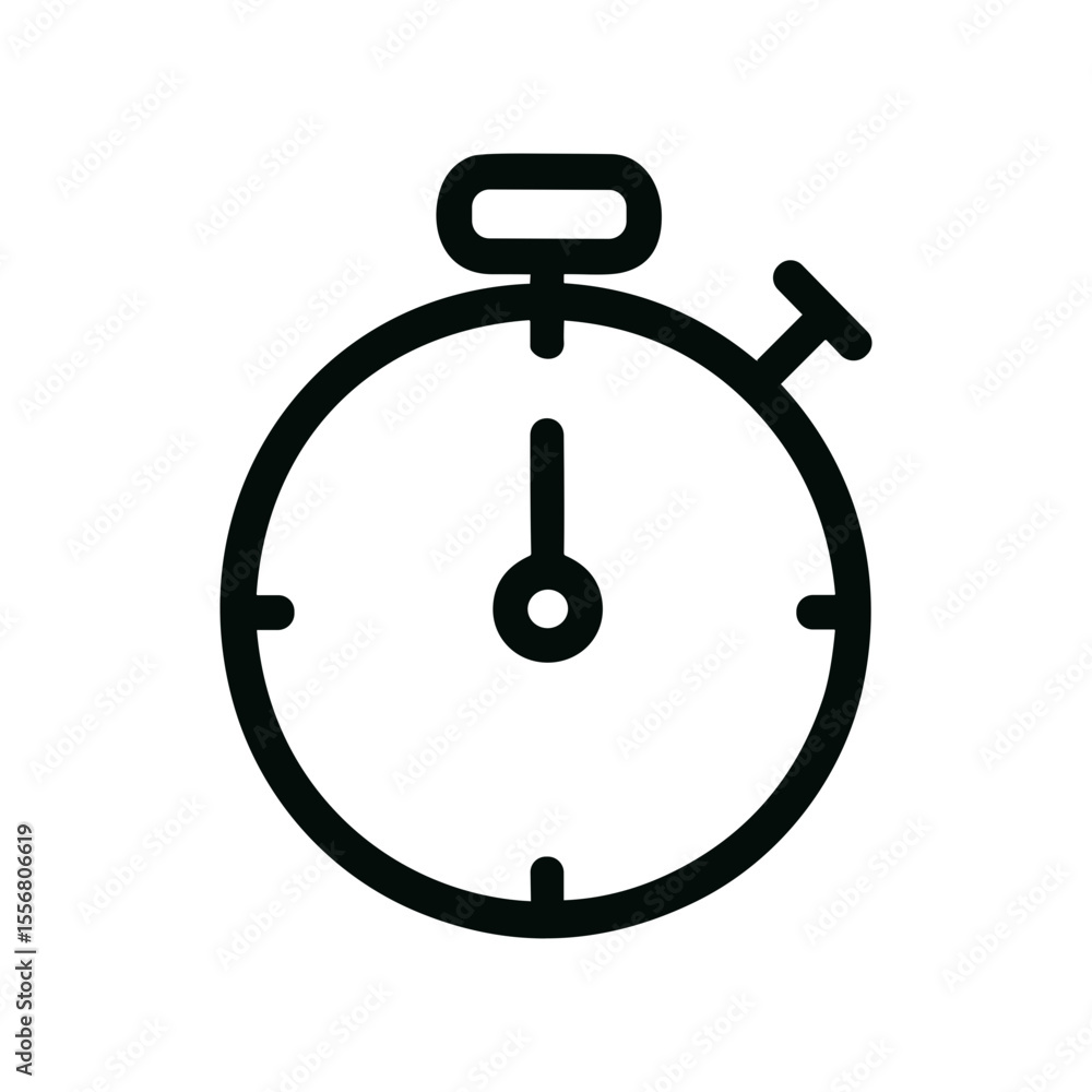 Simple Outline Stopwatch Timer Symbol Clock Isolated Time Icon Simple Outline Stopwatch Timer Symbol Clock Isolated Time Icon