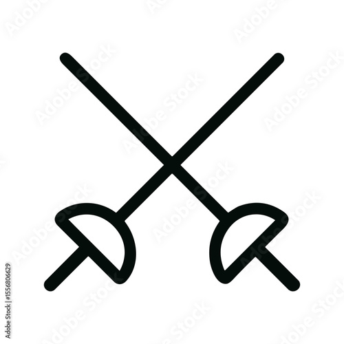 Minimalist Outline Crossed Swords Symbol for Fencing Sport Equipment Icon