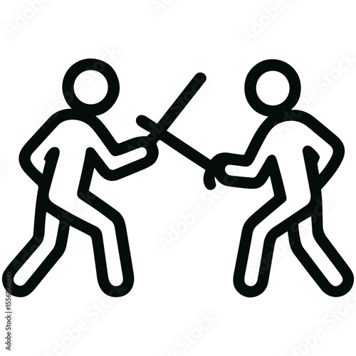 Minimalist Line Art Sword Fight Icon Duel Simple Design