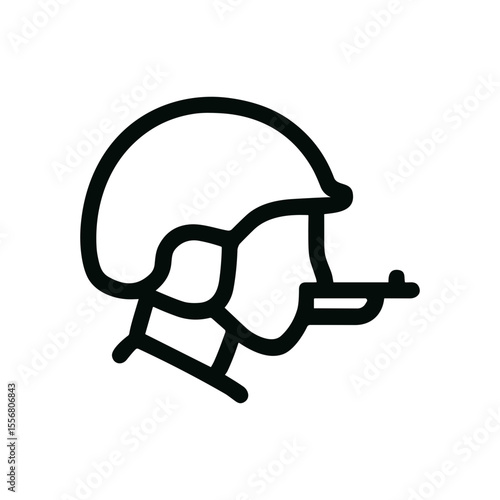 Minimalist Outline Style Soldier with Rifle Silhouette Icon Design