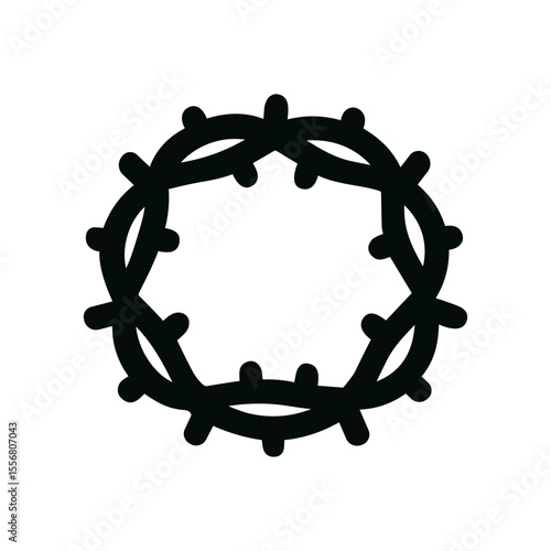 Minimalist Outline Handdrawn Crown of Thorns Religious Icon Symbol