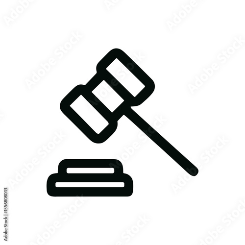 Simple Outline Gavel Icon Symbol for Law and Auction Design Element