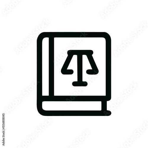 Simple Outline Book with Scales of Justice Symbol Law Icon