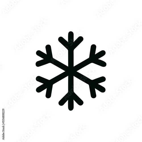 Simple Line Art Snowflake Winter Season Weather Symbol Icon