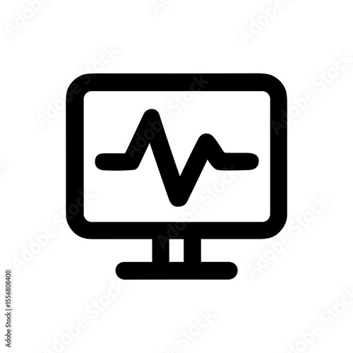 Simple Outline Heartbeat Monitor Display Screen Sign Icon Design