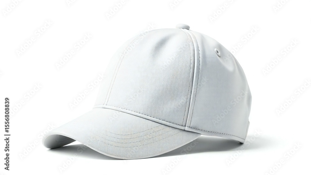 Fototapeta premium Plain white leather baseball cap mockup