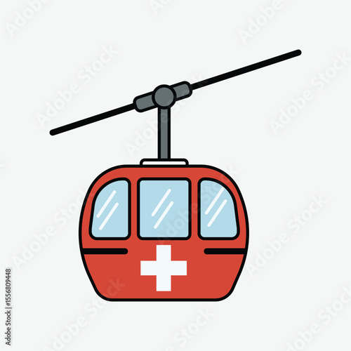 Swiss Alpine Cable Car Mountain Transportation Icon