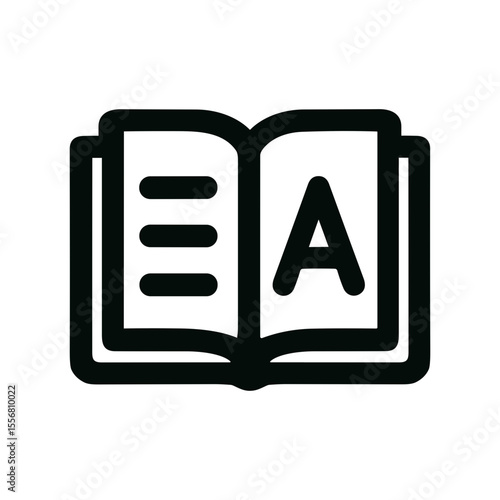 Simple Line Open Book Initial A Symbol Education Icon