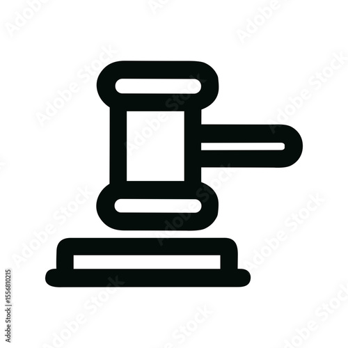 Simple Line Art Gavel Illustration Sign Symbol with Thick Stroke Icon