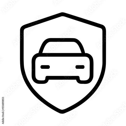 Minimalist Outline Car in Shield Icon for Automotive and Security Services