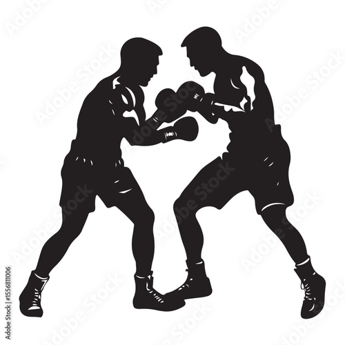 silhouette of athletes boxers vector