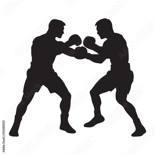 silhouette of athletes boxers vector