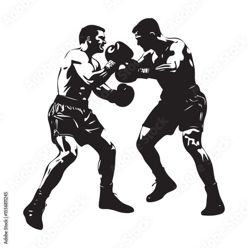 silhouette of athletes boxers vector