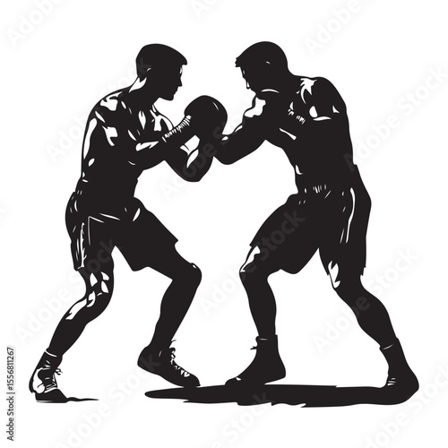 silhouette of athletes boxers vector