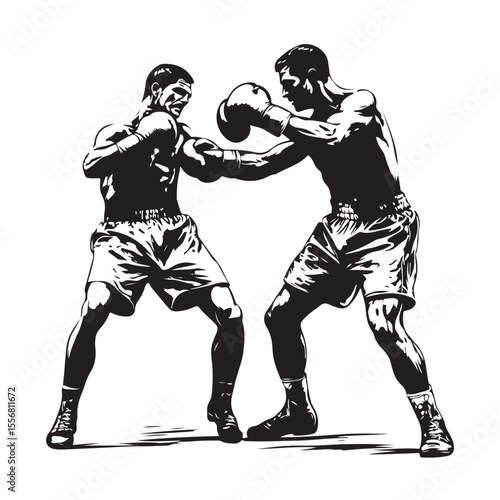 silhouette of athletes boxers vector
