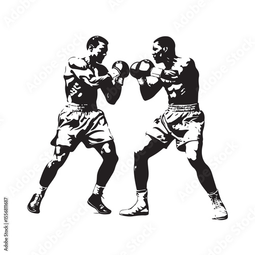 silhouette of athletes boxers vector