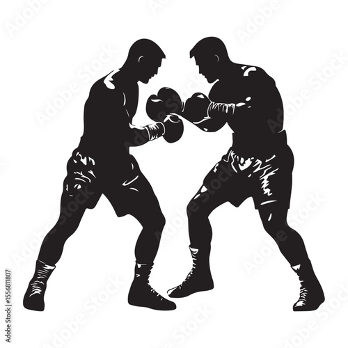 silhouette of athletes boxers vector