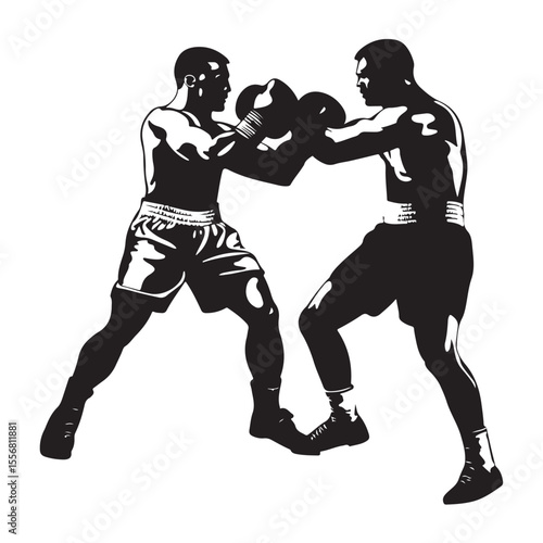 silhouette of athletes boxers vector