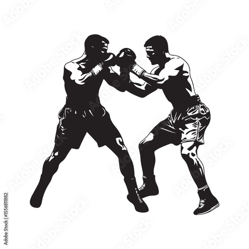 silhouette of athletes boxers vector