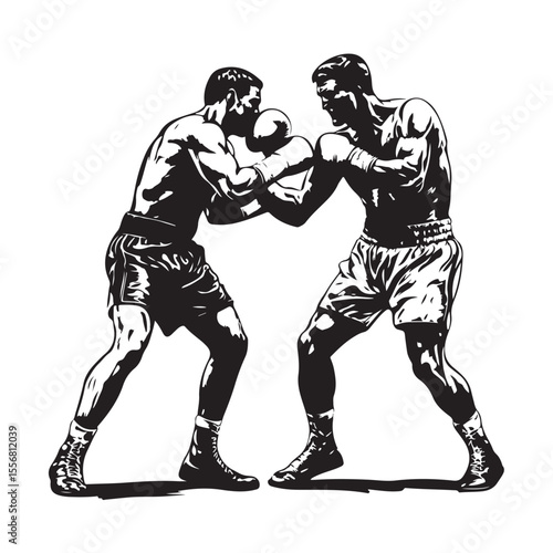 silhouette of athletes boxers vector