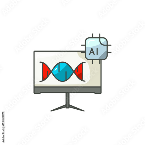 DNA Sequencer Icon, Genetic Analysis Screen Medical Lab