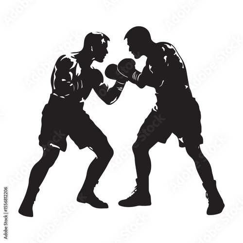 silhouette of athletes boxers vector