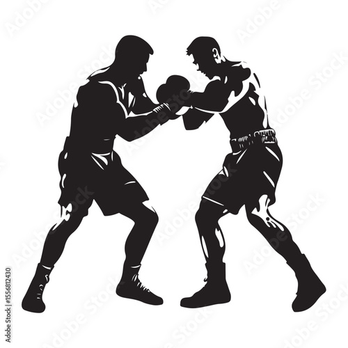 silhouette of athletes boxers vector