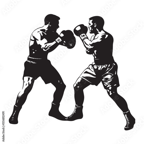 silhouette of athletes boxers vector