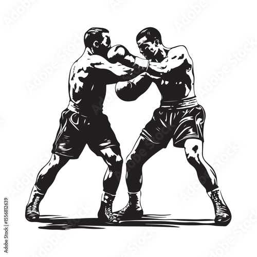 silhouette of athletes boxers vector
