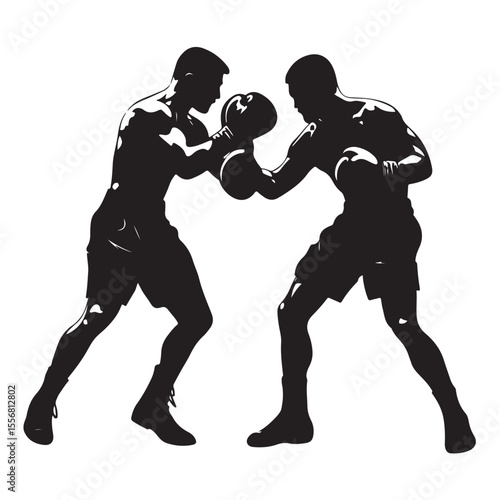 silhouette of athletes boxers vector